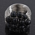 Wide Rhodium Plated Wire Black Glass Bead Band Ring - view 9