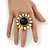 'Diva Blossom' Crystal and Ceramic Flower Ring in Gold Tone - Adjustable size 7/8 - view 5