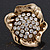 Large Swarovski Clear 'Flower' Cocktail Ring In Gold Plating - Adjustable (Size 7/9) - 5cm Diameter - view 10