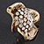 Large Swarovski Clear 'Flower' Cocktail Ring In Gold Plating - Adjustable (Size 7/9) - 5cm Diameter - view 8
