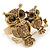 Burn Gold Light Amber Coloured Crystal 'Double Owl' Double Finger Ring - Adjustbable - 4.5cm Length - view 3