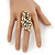 'Autumn Dew' Swarovski Crystal Leaf Stretch Ring In Burnt Gold Plating  - Adjustable size 7/8 - view 4