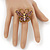 'Papillonne' Swarovski Encrusted Butterfly Cocktail Stretch Ring In Burn Gold Finish (Lilac Crystals) - Adjustable size 7/8 - view 5