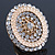 Statement Clear Austrian Crystal Oval Flex Ring In Gold Tone - 55mm Across - Size7/8