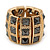 Two Tone 'Spiky' Wide Flex Band Ring (Gold/ Black Tone Metal) - 20mm Width - Size 7/8