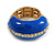 Blue Enamel Dome Shaped Stretch Cocktail Ring In Gold Plating - 2cm Length - Size 7/8 - view 12