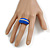 Blue Enamel Dome Shaped Stretch Cocktail Ring In Gold Plating - 2cm Length - Size 7/8 - view 3