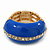 Blue Enamel Dome Shaped Stretch Cocktail Ring In Gold Plating - 2cm Length - Size 7/8 - view 8