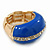 Blue Enamel Dome Shaped Stretch Cocktail Ring In Gold Plating - 2cm Length - Size 7/8 - view 7