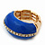 Blue Enamel Dome Shaped Stretch Cocktail Ring In Gold Plating - 2cm Length - Size 7/8 - view 11