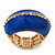 Blue Enamel Dome Shaped Stretch Cocktail Ring In Gold Plating - 2cm Length - Size 7/8 - view 5