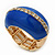 Blue Enamel Dome Shaped Stretch Cocktail Ring In Gold Plating - 2cm Length - Size 7/8 - view 9