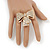 Statement Pave-Set Swarovski Crystal 'Bow' Flex Ring In Gold Plating - 47mm Across - Size 7/8 - view 3
