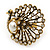 Large Vintage Diamante 'Peacock' Ring In Antique Gold Metal - 4.5cm Diameter - view 8