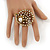 Large Vintage Diamante 'Peacock' Ring In Antique Gold Metal - 4.5cm Diameter - view 3