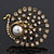 Large Vintage Diamante 'Peacock' Ring In Antique Gold Metal - 4.5cm Diameter - view 2