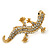 Gold Plated Sculptured Crystal 'Gecko' Statement Ring - Adjustable - Size 7/8 - 4.5cm Length - view 6