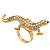 Gold Plated Sculptured Crystal 'Gecko' Statement Ring - Adjustable - Size 7/8 - 4.5cm Length - view 7