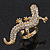 Gold Plated Sculptured Crystal 'Gecko' Statement Ring - Adjustable - Size 7/8 - 4.5cm Length - view 3