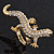 Gold Plated Sculptured Crystal 'Gecko' Statement Ring - Adjustable - Size 7/8 - 4.5cm Length - view 9