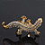 Gold Plated Sculptured Crystal 'Gecko' Statement Ring - Adjustable - Size 7/8 - 4.5cm Length - view 10