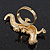 Gold Plated Sculptured Crystal 'Gecko' Statement Ring - Adjustable - Size 7/8 - 4.5cm Length - view 4