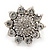 Rhodium Plated Diamante Sunflower Cocktail Ring - Size 7/8 Adjustable - view 2
