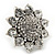 Rhodium Plated Diamante Sunflower Cocktail Ring - Size 7/8 Adjustable
