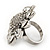 Rhodium Plated Diamante Sunflower Cocktail Ring - Size 7/8 Adjustable - view 8