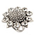 Rhodium Plated Diamante Sunflower Cocktail Ring - Size 7/8 Adjustable - view 9