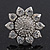 Rhodium Plated Diamante Sunflower Cocktail Ring - Size 7/8 Adjustable - view 5