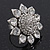 Rhodium Plated Diamante Sunflower Cocktail Ring - Size 7/8 Adjustable - view 4