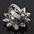 Rhodium Plated Diamante Sunflower Cocktail Ring - Size 7/8 Adjustable - view 6