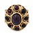 Vintage Purple Glass Stone Oval Flex Ring In Burn Gold Finish - 25mm Length - Size 8/9 - view 3