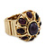 Vintage Purple Glass Stone Oval Flex Ring In Burn Gold Finish - 25mm Length - Size 8/9 - view 6