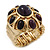 Vintage Purple Glass Stone Oval Flex Ring In Burn Gold Finish - 25mm Length - Size 8/9 - view 2