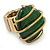 Vintage Green Resin Stone Wire Flex Ring In Burn Gold Finish - 35mm Across - Size 7/8 - view 4