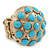 Dome Shape Light Blue Acrylic Bead Flex Ring In Gold Plating - 25mm Across - Size 6/7