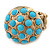 Dome Shape Light Blue Acrylic Bead Flex Ring In Gold Plating - 25mm Across - Size 6/7 - view 7