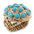 Dome Shape Light Blue Acrylic Bead Flex Ring In Gold Plating - 25mm Across - Size 6/7 - view 3