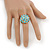 Dome Shape Light Blue Acrylic Bead Flex Ring In Gold Plating - 25mm Across - Size 6/7 - view 2