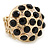 Dome Shape Black Crystal Flex Ring In Gold Plating - 25mm Across - Size 6/7