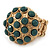 Dome Shape Green Acrylic Bead Flex Ring In Gold Plating - 25mm Across - Size 6/7