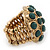 Dome Shape Green Acrylic Bead Flex Ring In Gold Plating - 25mm Across - Size 6/7 - view 3