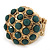 Dome Shape Green Acrylic Bead Flex Ring In Gold Plating - 25mm Across - Size 6/7 - view 5