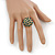 Dome Shape Green Acrylic Bead Flex Ring In Gold Plating - 25mm Across - Size 6/7 - view 2
