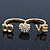 Gold Plated Double Finger Diamante 'Love & Heart' Ring - Size 7&8