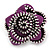Large Purple Zipper Fabric Rose Ring With Silver Tone Wire Band - 45mm Diameter - 7/8 Adjustable - view 2