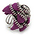 Large Purple Zipper Fabric Rose Ring With Silver Tone Wire Band - 45mm Diameter - 7/8 Adjustable - view 7
