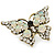 Large Clear Crystal Butterfly Ring In Antique Gold Metal - Adjustable - Size 7/8 - view 5